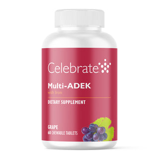 Multi-ADEK Vitamine met 60mg IJzer Kauwtablet, Grape