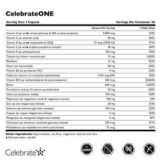 CelebrateONE Eénmaal daags Bariatrische Multivitamine zonder IJzer, Capsules