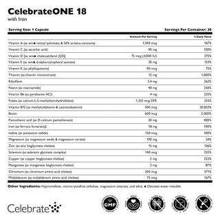 CelebrateONE 18 Eénmaal daagse bariatrische multivitamine met ijzer-capsules