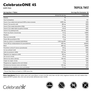 CelebrateONE 45 Eénmaal daagse Bariatrische Multivitamine met IJzer, Kauwtablet