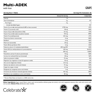 Multi-ADEK Vitamin mit 60mg Eisen, Kautabletten, Grape