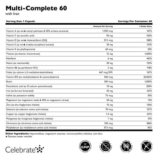 Multi-Complete 60 Bariatrische Multivitamine met IJzer, Capsules 