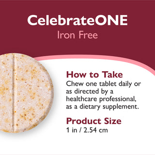 CelebrateONE Eénmaal daags Bariatrische Multivitamine zonder IJzer, Kauwtablet