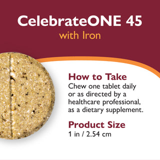 CelebrateONE 45 eenmaal daags Bariatrisch Multivitamine met IJzer, Kauwtablet
