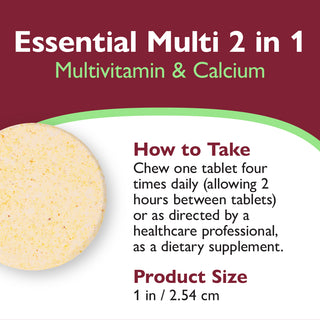 Essential Multi 2 in 1 Multivitamine met Calcium, Kauwtablet