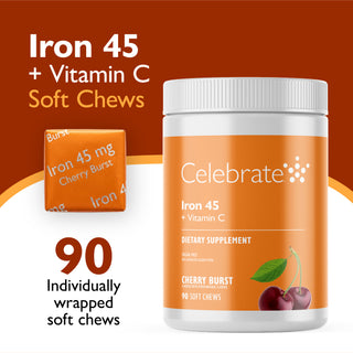 IJzer 45 mg + Vitamine C, Zachte Kauwtabletten 