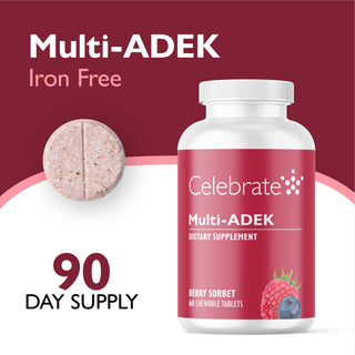 Multi-ADEK Vitamine zonder IJzer, Kauwtablet, Berry Sorbet