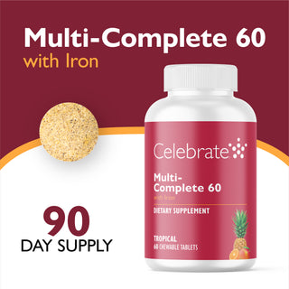 Multi-Complete 60 Bariatrisch Multivitamine met IJzer, Kauwtablet, Tropical 