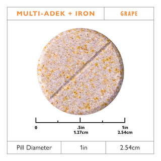 60mg ile Multi-ADEK Vitamin Demir, Çiğnenebilir, Grape